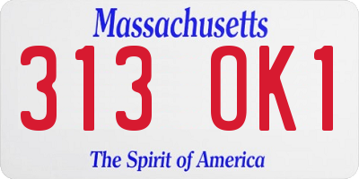 MA license plate 313OK1
