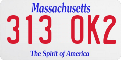 MA license plate 313OK2