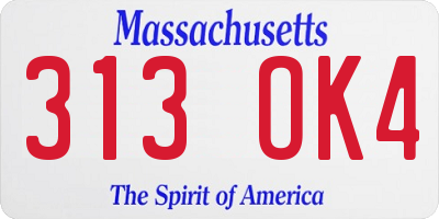 MA license plate 313OK4