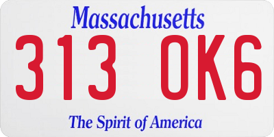 MA license plate 313OK6