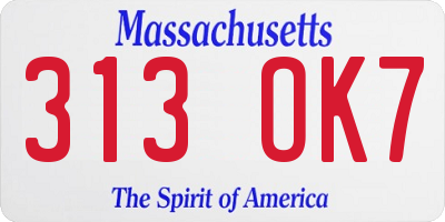MA license plate 313OK7
