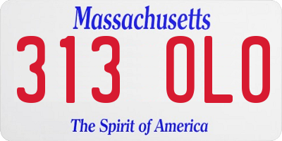 MA license plate 313OL0