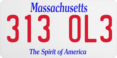 MA license plate 313OL3