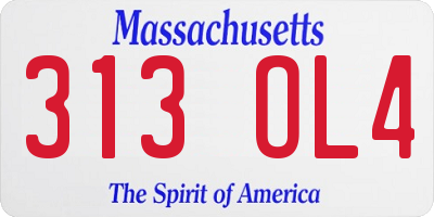 MA license plate 313OL4