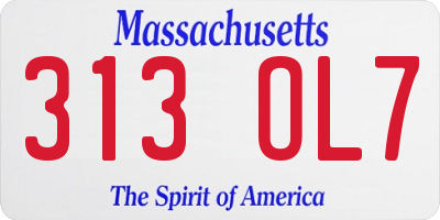 MA license plate 313OL7