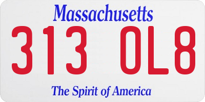MA license plate 313OL8