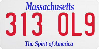 MA license plate 313OL9