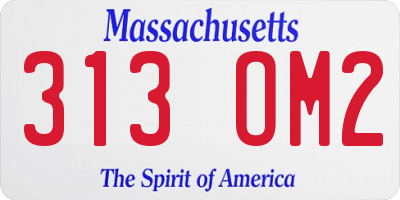 MA license plate 313OM2