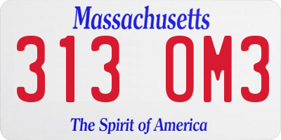 MA license plate 313OM3