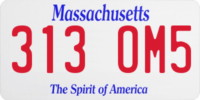 MA license plate 313OM5