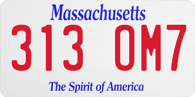 MA license plate 313OM7
