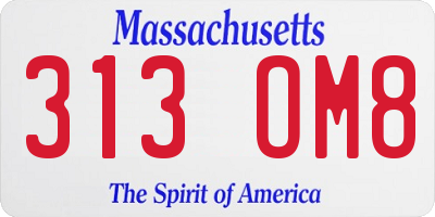 MA license plate 313OM8