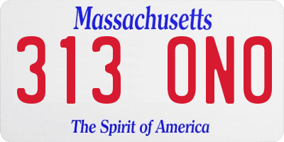MA license plate 313ON0