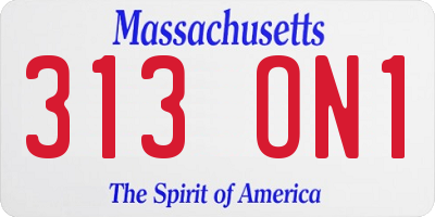 MA license plate 313ON1