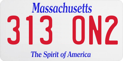MA license plate 313ON2