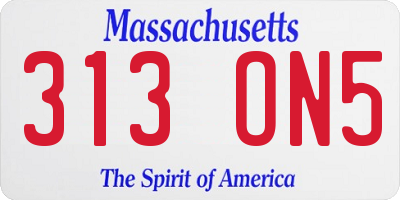 MA license plate 313ON5