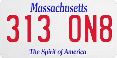 MA license plate 313ON8