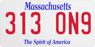 MA license plate 313ON9