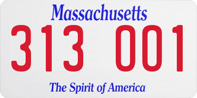 MA license plate 313OO1