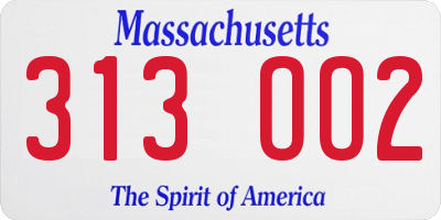 MA license plate 313OO2