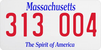 MA license plate 313OO4