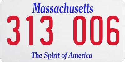 MA license plate 313OO6