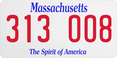 MA license plate 313OO8