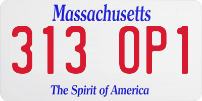 MA license plate 313OP1