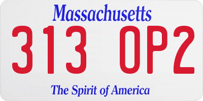 MA license plate 313OP2