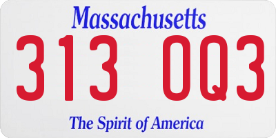 MA license plate 313OQ3