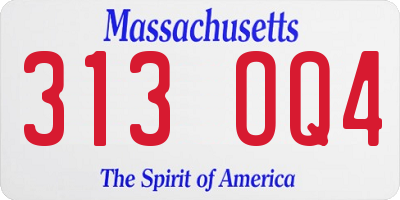 MA license plate 313OQ4