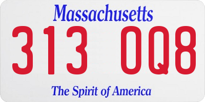 MA license plate 313OQ8