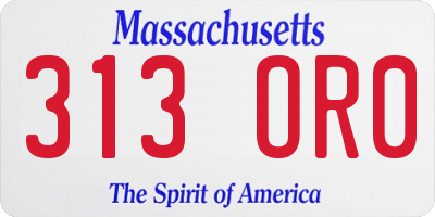 MA license plate 313OR0