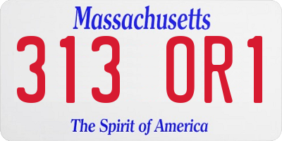 MA license plate 313OR1