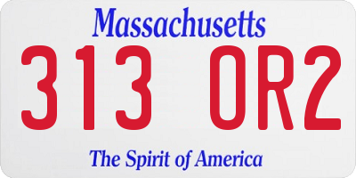 MA license plate 313OR2