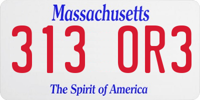 MA license plate 313OR3