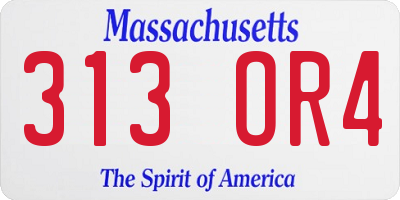 MA license plate 313OR4
