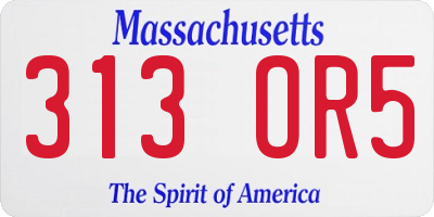 MA license plate 313OR5