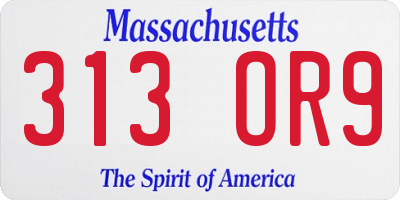 MA license plate 313OR9