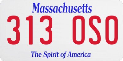 MA license plate 313OS0