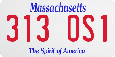 MA license plate 313OS1