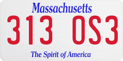 MA license plate 313OS3