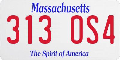 MA license plate 313OS4