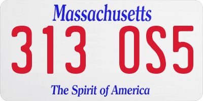 MA license plate 313OS5