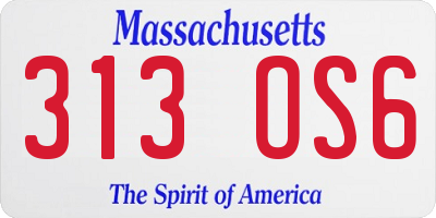 MA license plate 313OS6