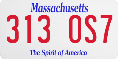 MA license plate 313OS7