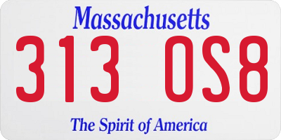 MA license plate 313OS8