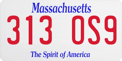 MA license plate 313OS9