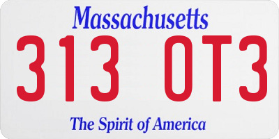 MA license plate 313OT3