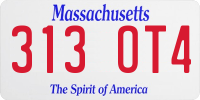 MA license plate 313OT4